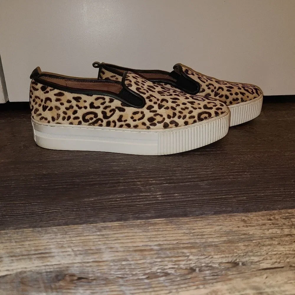 Halogen Leopard Print Calf Hair Platform Slip on Sneakers - Picture 11 of 14